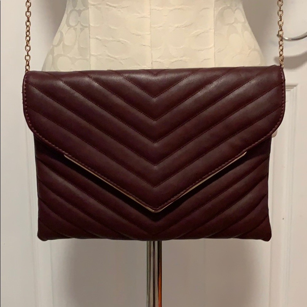 Quilted maroon crossbody purse